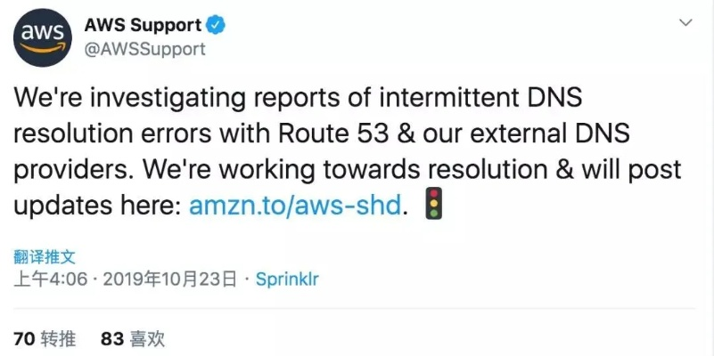 亚马逊AWS推出备用DNS系统，承诺故障后60分钟内恢复管理服务